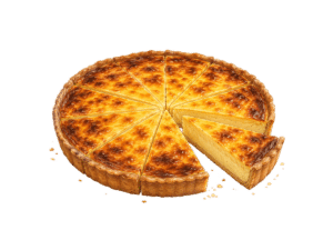 Flan pâtissier à la vanille Les délices de la brune découpé en parts