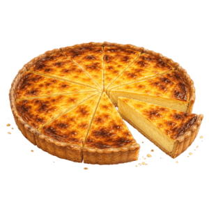 Flan pâtissier à la vanille Les délices de la brune découpé en parts